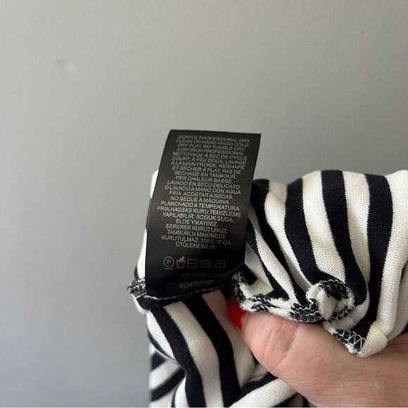 Tibi Elsa Striped Pencil Skirt Black White Slim Stretch Size 4 - Picture 7 of 9